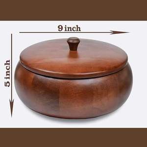 Caja Chapati tallada a mano con tapa, cazuela de almacenamiento Roti Premium, olla caliente redonda Dabba, utensilios de cocina hechos a mano para mesa de comedor y Gifs - Product Image 2