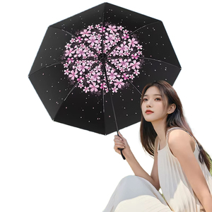 Factory Promotion UV protection Parasols Modern Manual Folding Umbrella Cherry Blossoms Umbrella for Women