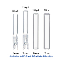 Micro-tubes en verre à fond conique plat de 300 µl, flacons d'échantillons de 0,3 ml, micro-inserts pour flacon HPLC de 2 ml
