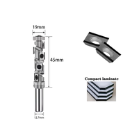 Couteau spiralé diamanté YUFU de 12,7 mm de diamètre de manche, angle de hélice 45°, 60-65HRC, outil de menuiserie de précision, lame à coins arrondis, ODM OEM