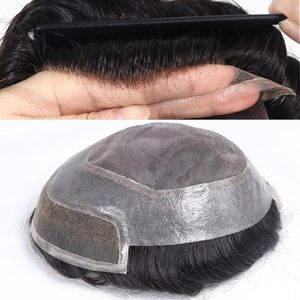Toupee de alta calidad para hombres 100% Sistema de reemplazo de cierre de diseño derecho de cabello humano indio listo para enviar - Product Image 3