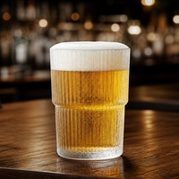 Verre à bière 440 ml, verre à boire côtelé en forme de bambou pour marques de boissons à étiquette privée, impression de logo personnalisée sur boîte, service hôtelier
