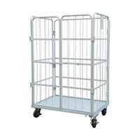 Chariot à palettes en treillis métallique avec étagères Stockage de blanchisserie et de cargaison de sécurité d'entrepôt personnalisé Chariots à provisions en acier Carton