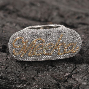 UWIN nome personalizzato alfabeto anello sigillo strato hiphop Rapper anello personalizzato per uomo uomo gioielli - Product Image 4