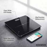 Báscula Inteligente de Grasa Corporal de Alta Precisión, Báscula Digital para Baño de 180 kg con Conexión a Aplicación, Pantalla LCD, Batería USB para el Hogar, OEM