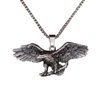 Collar con colgante de punk rock Retro Vintage para hombre, águila fundida de acero inoxidable 316L con chapado en oro para ocasiones de fiesta