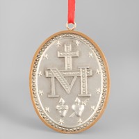 Produits en stock Statues religieuses catholiques en résine Médaille chrétienne Sainte Vierge Marie Médaille catholique 4,5 cmH Notre-Dame des Merveilles Pendentif