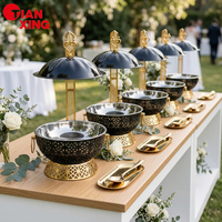 TIANXING 8L Réchaud de Buffet Noir et Or en Acier Inoxydable avec Couvercle Suspendu pour Hôtels, Restaurants et Traiteurs