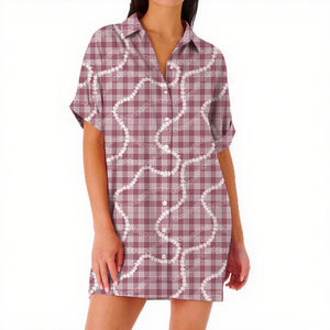 Abito Camicia <span class=keywords><strong>da</strong></span> Donna Casual Hawaiano con Stampa Floreale, Maniche Corte e Bottoni - Product Image 3