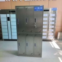 Armoire à 6 compartiments en acier inoxydable, ventilée, avec barre de suspension pour vêtements, système de verrouillage à clé, utilisation industrielle en atelier