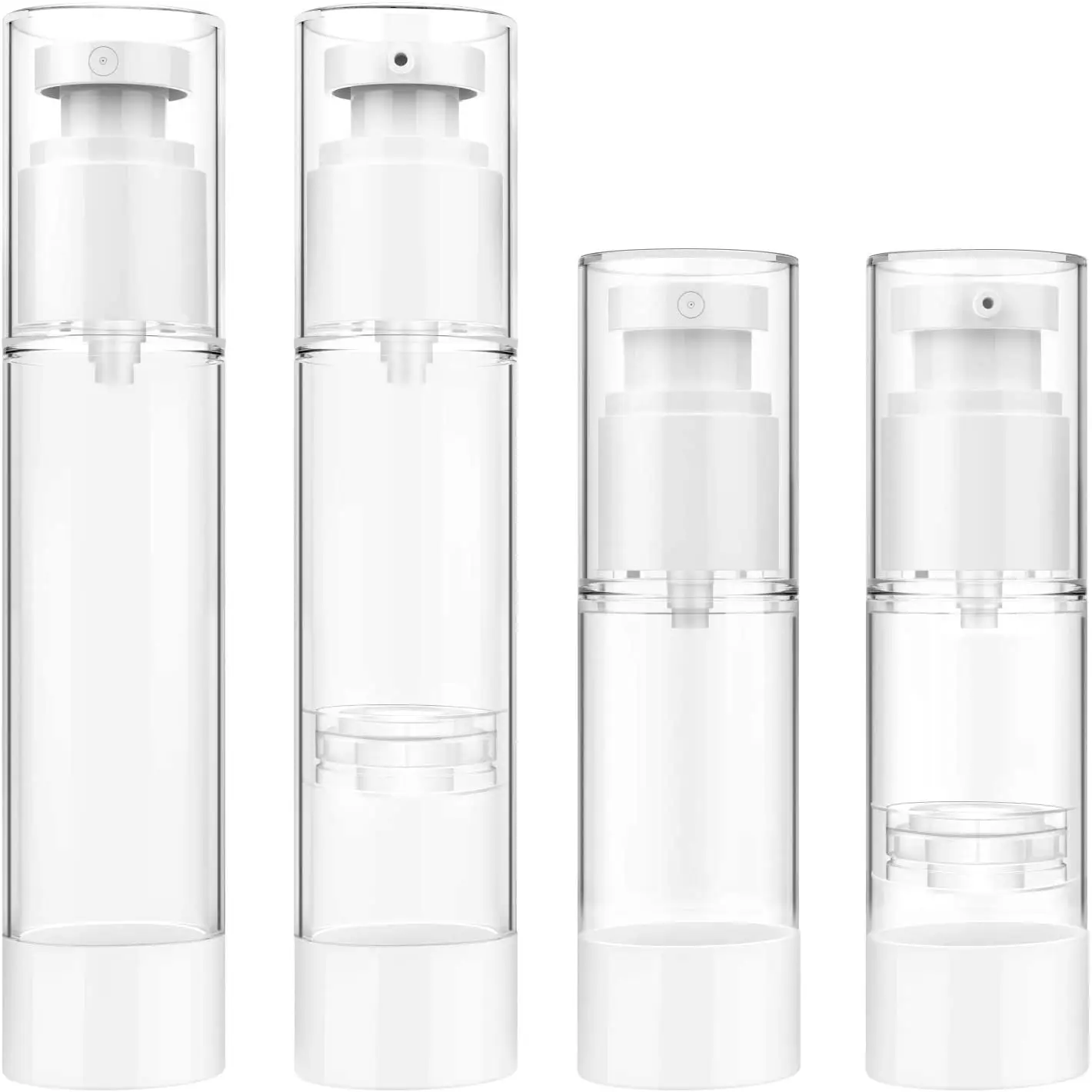 Taşınabilir dolum boş olarak plastik şeffaf havasız sprey şişe losyon pompa şişesi