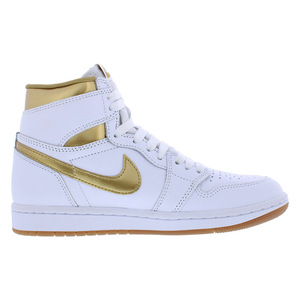 Nike Air Jordan รองเท้าผู้หญิง OG แบบเรโทร1คู่สีขาว/โลหะสีทอง/สีหมากฝรั่งสีน้ำตาลอ่อนของแท้100% ยางด้านบน - Product Image 3