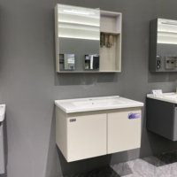 Ensemble de meubles-lavabos muraux en céramique WJL modernes, résistants à l'humidité, avec miroir, faciles à nettoyer, pour hôtels et salles de bain