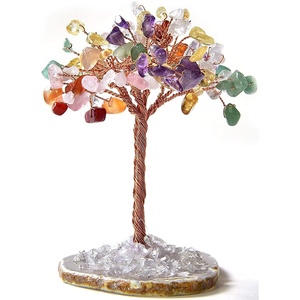 Albero di cristallo naturale ametista quarzo rosa acquamarina giada fortunato albero agata foglio di pietra minerale albero - Product Image 4