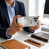 Pegangan Kamera Ponsel Magnetik ABS dengan Tombol Shutter untuk Vlog, Selfie, dan Siaran Langsung