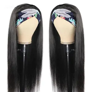 Factory Supplier Cheap Wholesale 2021 New Fashion Headband Wigs None Lace Wigs 100%Human Hair For Black Women Peruvian Glueless