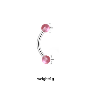 Getta Acero inoxidable Ojos <span class=keywords><strong>de</strong></span> <span class=keywords><strong>serpiente</strong></span> <span class=keywords><strong>Piercing</strong></span> Extremo <span class=keywords><strong>de</strong></span> la bola Curvo Barbell Puente ERL Lengua Anillo Acero Color Listo Envío Certificado ASTM - Product Image 6
