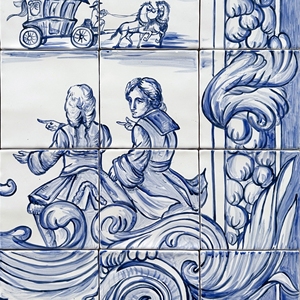 Carreaux d'intérieur en céramique bleue peints à la main, style portugais moderne, avec fonction pare-feu, murale - Product Image 4