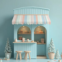 Casa de juegos de madera para niños, para interiores, con temática de cafetería y panadería, para juego de rol, venta al por mayor y pedidos personalizados