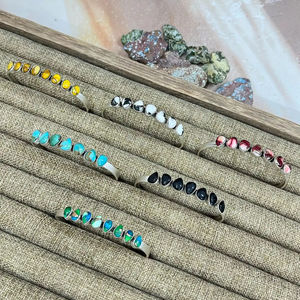 Brazalete de Plata de Ley Hecho a Mano con Múltiples Piedras, Ajustable, Estilo Vintage, Sin Níquel, Sin Plomo, Joyería Unisex - Product Image 1