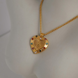 Dazan nouveau chaud 18k plaqué or sans ternissement en acier inoxydable moderne coloré Zircon coeur pendentif collier cubain <span class=keywords><strong>Mia</strong></span> amant bijoux - Product Image 5