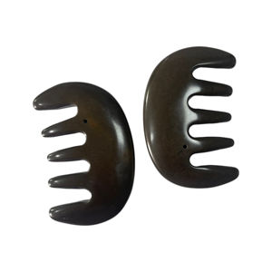 Nouvel arrivage : Peigne en pierre de Bian marron pour thérapie de raclage Guasha - Product Image 4