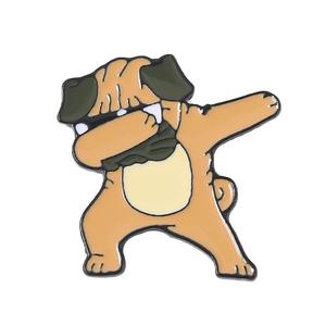 工厂定制金属哈巴狗熊猫珐琅别针徽章搞笑舞蹈胸针丝网印刷硬珐琅翻领别针便宜 - Product Image 5