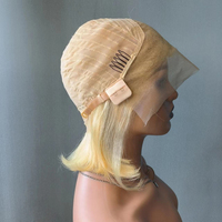 # Perruque Bob Lace Front Blonde 613, 100% Cheveux Humains Vierges Remy, Lisses Soie, Dentelle HD 13x4, Sans Colle, pour Femmes Noires