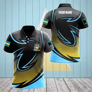 Camiseta Polo Deportiva de Manga Corta con la Bandera de Bahamas para Hombre, Sublimación Personalizada, para Eventos de Celebración Nacional, Venta al Por Mayor - Product Image 1