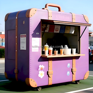 Cost-Effective Luggage-Style Dining <strong>Cart</strong> Durable Steel Frame Anti-Slip Foodtruck Trailer Foldable Rolling Serving <strong>Cart</strong> <strong>for</strong> <strong>Sale</strong> - Product Image 3