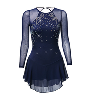 Robe de patinage artistique tenues de patinage sur glace pour femmes filles vêtements de patinage de compétition à haute élasticité faits à la main cristal classique