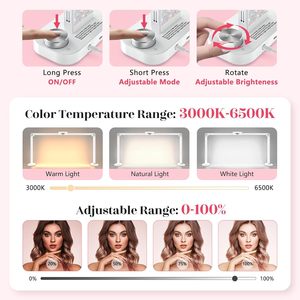 Lámpara <span class=keywords><strong>de</strong></span> Escritorio LED <span class=keywords><strong>de</strong></span> Aluminio Plegable <span class=keywords><strong>de</strong></span> 48W con Luz <span class=keywords><strong>de</strong></span> <span class=keywords><strong>Media</strong></span> <span class=keywords><strong>Luna</strong></span> <span class=keywords><strong>de</strong></span> 34 Pulgadas, Sin Sombras, Brillo Graduable <span class=keywords><strong>de</strong></span> 3000K-6500K para Manicura - Product Image 3