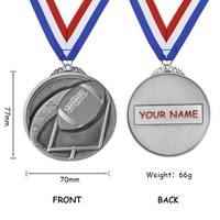 Médaille d'honneur commémorative de compétition sportive de rugby, style antique, en fonte, avec plaque à logo personnalisé, vente en gros