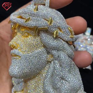 Кулон в стиле хип-хоп, Муассанит, ииссус, двухцветный 925, серебряный, полностью обледененный, 3D кулон из муассанита - Product Image 2