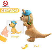 Boneka Kanguru Custom Made, Hewan Boneka Isi Dakron untuk Promosi, Bahan Lembut Bersertifikat CE, 25cm, 100 Pcs MOQ, OEM ODM