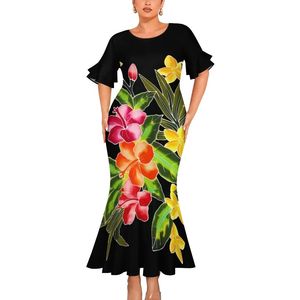 Double Cuff Round Neck Fishtail <b>Dress</b> High Quality Custom Polynesian Samoan Tribal Pattern Design Mermaid <b>Dress</b> - Product Image 1