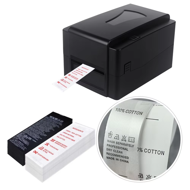 High Resolution Thermal Transfer Printer Washing Care Label Printing with Stain Ribbon Waybill Ribbon Printing Label Machine