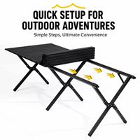 Table pliante portable moderne pour le camping et les pique-niques en plein air, base en acier carbone renforcé