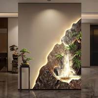 Décoration murale de couloir d'entrée de style classique, peinture au pistolet avec éclairage LED, en carton, pour un aménagement paysager moderne et luxueux