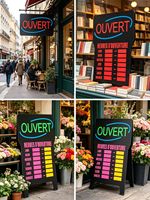 Letrero LED Personalizado con Horario de Apertura, Letrero LED con Horario de Funcionamiento Semanal para Cafetería, Tienda Minorista, Letrero de Pared