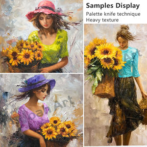 Quadro Moderno Dipinto a Mano Eco-Friendly di Ragazza Danzante in Stile Nordico su Tela - Product Image 3