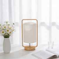 Lampe de Chevet en Tissu Personnalisable en Gros, Lampe de Nuit LED, Lampe de Table, Lanterne Lumineuse, Lampe de Table en Bois pour Chambre à Coucher, Décoration Intérieure