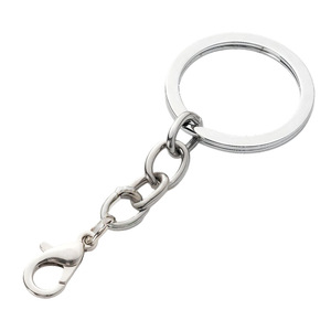 Llavero metálico redondo de 30 mm, cadena de aleación de zinc, cierre de mosquetón, anillo de llavero de un solo lazo para llaves y accesorios - Product Image 2