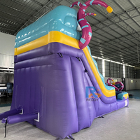 Toboggan aquatique gonflable en PVC avec antenne, double piste, installation facile pour usage commercial extérieur, location et fêtes