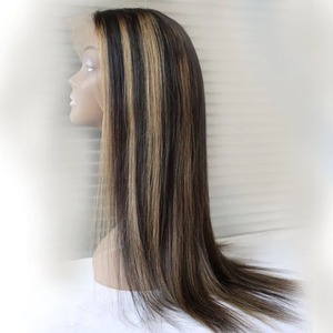 Perruque Lace Frontal Closure 13x4 en Cheveux Humains Remy Vierges Bruts, avec Balayage 1B et Mèches <span class=keywords><strong>Grises</strong></span> Piano, Dentelle Transparente, Perruque Grise - Product Image 1