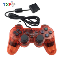 Manette de jeu noire transparente en ABS avec moteur de vibration, gyroscope six axes, câble de 1,8 m pour PS2