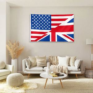 Drapeau USA UK 3x5 pieds, style fanion, avec œillets en laiton aux couleurs vives, polyester 100D, décoration extérieure - Product Image 2