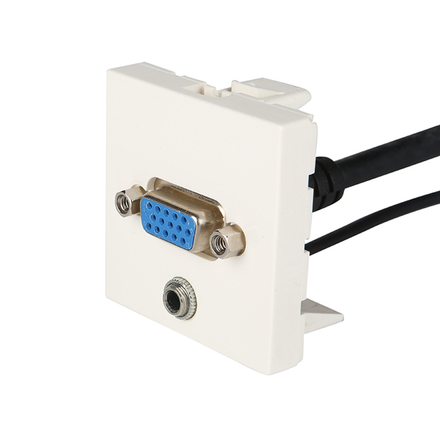 AV-DATA 45*45mm French VGA 3.5mm Stereo Socket Wall Plate with 1 Year Warranty