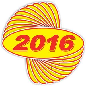 Autocollant de fenêtre de voiture ovale 2016 en vinyle auto-adhésif, impression numérique, pelliculage brillant, motif numérique - Product Image 1