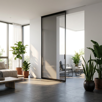 Porte de douche en verre avec cadre en aluminium doré, panneau de verre simple pour toilettes